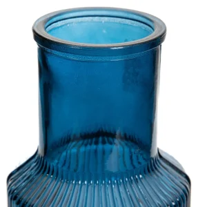 Wazon Tolle Szklany Prazkowany Granatowy 10X22 Cm