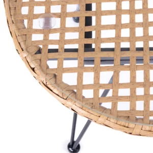 Zestaw Mebli Leuca Boho Plecione Naturalne Z Dwiema Poduszkami 3 Szt.