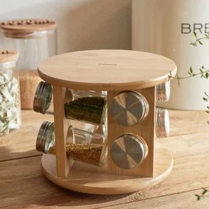 Zestaw Przyprawnikow Bambou Na Obrotowym Stojaku - 8 Sloiczkow 15X19 Cm