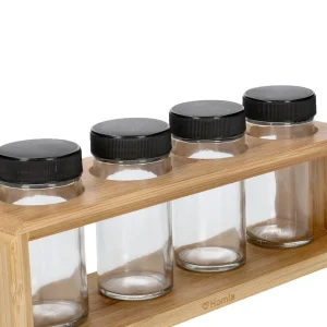 Zestaw Przyprawnikow Bambou Bambusowych Na Stojaku 4 Sloiczki 26X7,5 Cm