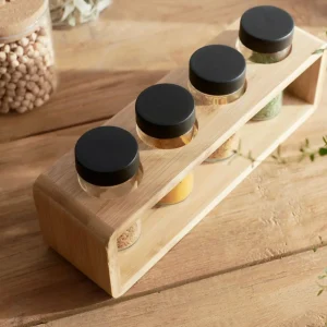 Zestaw Przyprawnikow Bambou Bambusowych Na Stojaku 4 Sloiczki 26X7,5 Cm