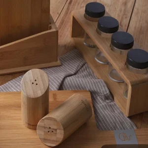 Zestaw Przyprawnikow Bambou Bambusowych Na Stojaku 4 Sloiczki 26X7,5 Cm