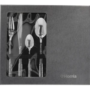 Zestaw Sztućców Martello Z Mlotkowana Raczka Srebrne 24 Szt.