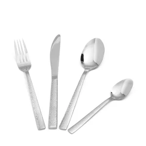 Zestaw Sztućców Martello Z Mlotkowana Raczka Srebrne 24 Szt.